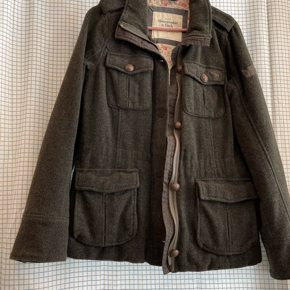 Abercrombie & Fitch Large Coat Floral Lined Heavy Jacket Coat - Picture 4 of 11